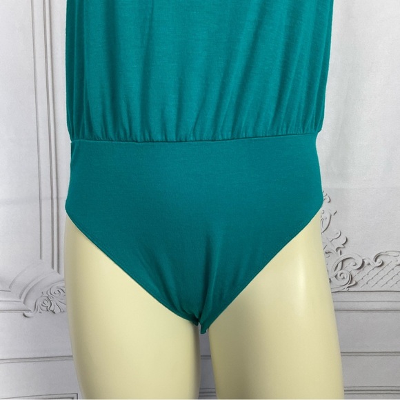 Express One Eleven Halter Bodysuit Teal Blue Super Soft One Piece Medium - Picture 5 of 7